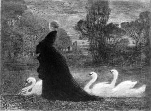 La Dame Aux Cygnes (souvenir De Barham Court, Kent). 1879.