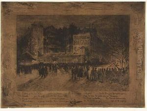 La Place Des Martyrs Et La Taverne Du Bagne<</b> by Felix-Hilaire Buhot