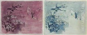 Ex-libris Papillon Et Libellule. 1885. by Felix-Hilaire Buhot