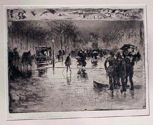 Le Retour Des Artistes(b./g.125) by Felix-Hilaire Buhot