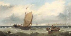 Fishermen hauling in their nets by Edwin Hayes