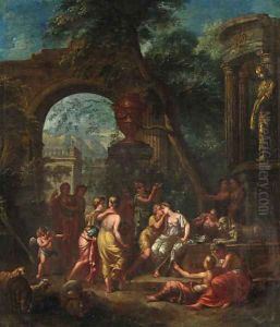 Mirtillo kissing Amarillis; and The Crowning of Mirtillo by Gerard Hoet