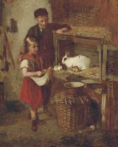 Feeding the rabbits by William Hemsley