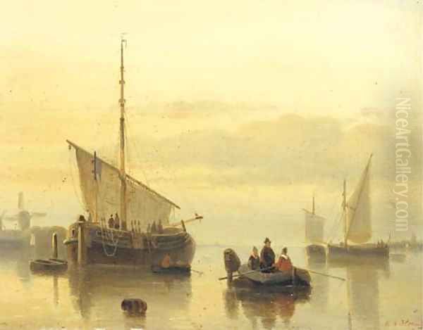 A calm shipping in an estuary at dusk - view 1
