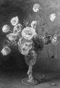 Poppies in a Glass Vase on a Ledge by Grace H. Hastie