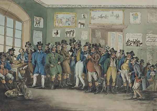 Gentlemen placing bets at a sporting and gaming club - view 1