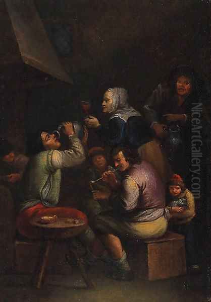 Peasants drinking and smoking in a Tavern - view 1