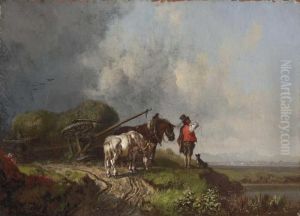 Der Umgesturzte Heuwagen by Heinrich Burkel