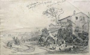 Vor Einer Italienischen Osteria by Heinrich Burkel