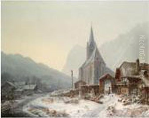 Winterliche Kirche Im Gebirge (winter In Ramsau) - view 1