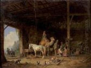 Le Repos Des Saltimbanques Avec Leurs Animaux Dans Une Ecurie