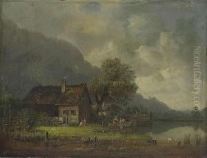 Gebirgssee Mit
Fischerhausern. by Heinrich Burkel