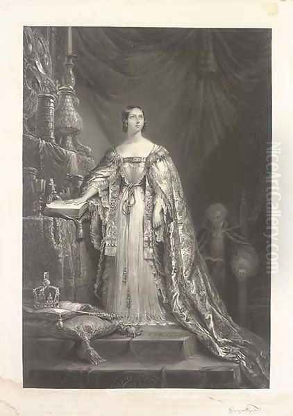 Queen Victoria taking the oath to maintain the Protestant faith - view 1