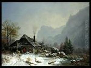 Die Schmiede Bei Garmisch by Heinrich Burkel