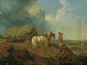 Der Umgesturzte Heuwagen. by Heinrich Burkel