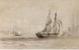Shipping in an estuary by Thomas Bush Hardy