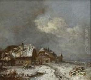 Winterliches Dorf (die Hauser Von
 Forstenried) by Heinrich Burkel