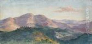 Landschaft Bei Civitella Mit Blick Auf Den Monte Serrone. by Heinrich Burkel