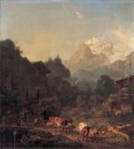 Gebirgsdorf by Heinrich Burkel