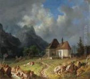 Das Kirchlein Von Hinterriss. Im Hintergrund Daswettersteingebirge