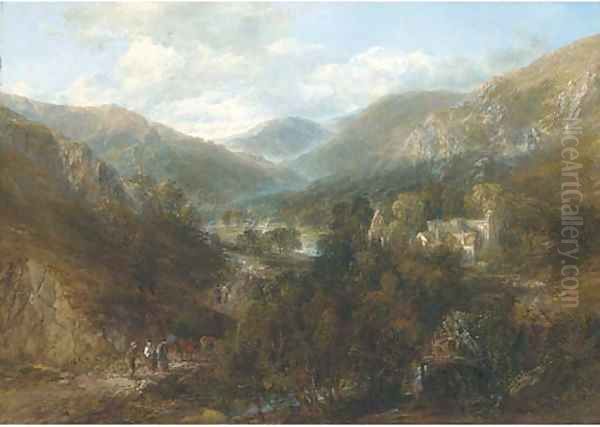Figures on a path, Crucis Llangollen - view 1