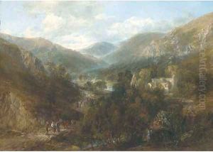 Figures on a path, Crucis Llangollen by Frederick Henry Henshaw