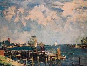Sailing Ships in a Bay on a Summer's Day by Ulrich Hubner