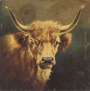 The head of a Highland cow by William Perring Hollyer