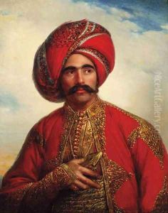 Portrait of a gentleman, half-length, in Anglo-Indian costume