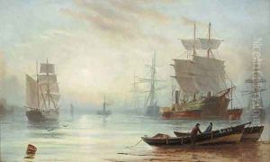 Shipping in a calm, early morning