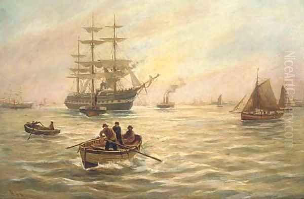Rowing out to the merchant ship - view 1