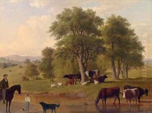 Cows Watering by Thomas Hewes Hinckley