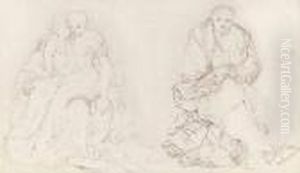 Two Figure Studies Of The Virgin With Saint Anne And A Seatedman