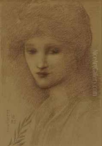Portrait Of Laura Lyttelton, Nee Tennant, Bust-length, With Hereyes Downcast - view 1