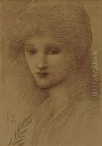 Portrait Of Laura Lyttelton, Nee Tennant, Bust-length, With Hereyes Downcast by Sir Edward Coley Burne-Jones