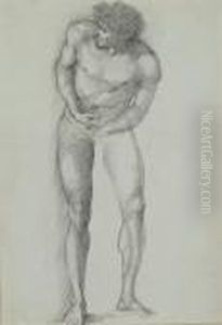A Study Of A Male Nude For 'helen Captured;troy In Flames' For 'the Troy Triptych' by Sir Edward Coley Burne-Jones