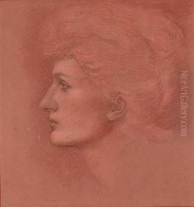 Portrait Head Of Kate Dolan by Sir Edward Coley Burne-Jones