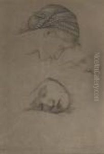 Studies Of Heads For The Garden Court For 'the Briar Rose'series by Sir Edward Coley Burne-Jones