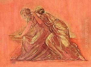 Two Women On A Terrace; by Sir Edward Coley Burne-Jones