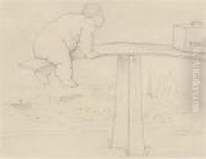 A Large Child On A See-saw by Sir Edward Coley Burne-Jones