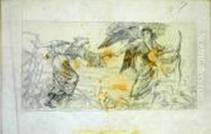 Angel Gabrielle Leading Beckoning 'sorrow' From The Briar Patch by Sir Edward Coley Burne-Jones