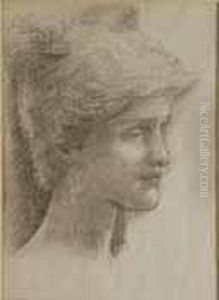 Estudio De Cabeza De Mujer by Sir Edward Coley Burne-Jones