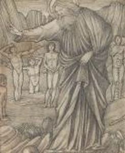 A Study For Ezekiel In The
Valley Of Dry Bones, A Stained Glass Window In Jesus College Chapel,
Cambridge by Sir Edward Coley Burne-Jones