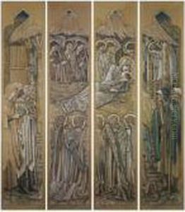The Nativity, Cartoons For Stained Glass At St. David's Church, Hawarden by Sir Edward Coley Burne-Jones