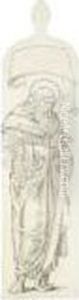 St. Simon, Study For Stained Glass Window For The South Window, New Ferry Church, Wirral by Sir Edward Coley Burne-Jones
