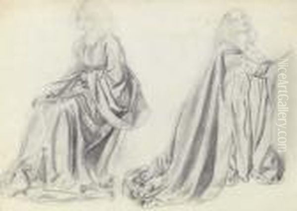 Studies Of A Woman Seated And Kneeling - view 1
