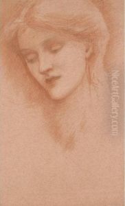 Head Of A Girl, Reputedly The Artist's Daughter Margaret by Sir Edward Coley Burne-Jones