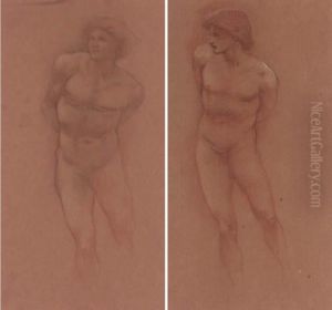 Two Studies Of Male Nudes For 'the Car Of Love' by Sir Edward Coley Burne-Jones