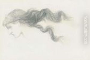 Study Of The Head And Hair Of Nimue In 'the Beguiling Ofmerlin' by Sir Edward Coley Burne-Jones