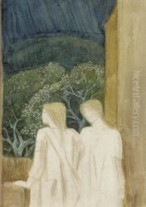 Two Figures On A Terrace: A Study For 'arthur In Avalon' Two Figures On A Terrace: A Study For 'arthur In Avalon'
